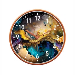 RANDOM Brown & Green Printed Contemporary Wall Clock image 5