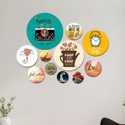 ArtVibes  11-Pcs Yellow & Green Printed Wooden Wall Decor image 5