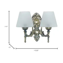 Fos Lighting White 2-Light Steel Wall Lamp with Tapered Frosted Glass Shade image 5