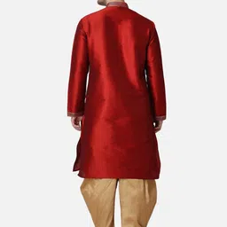 ROYAL KURTA Mandarin Collar Thread Work Detailed Dupion Silk Kurta with Patiala image 5