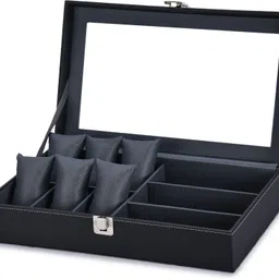 storeshine 6 Wrist Watch Display Box with 3 sunglasses slots Watch Box image 2