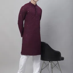 SOJANYA Ethnic Motifs Embroidered Sequinned Pure Cotton Kurta image 3