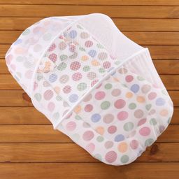 Babyhug Premium Gadda Set With Mosquito Net White - Happy Print-picture-14