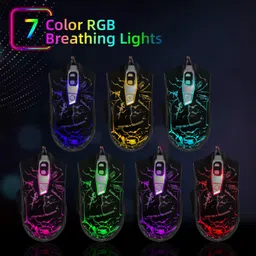 DRUMZZ ColorClick RGB Computer Mouse Wired USB 7 Color Backlit,4 Adjust DPI Up to 3200 Wired Ambidextrous OpticalGaming Mouse image 2