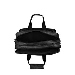 LOREM Men Black Textured Faux Leather Laptop Bag image 3