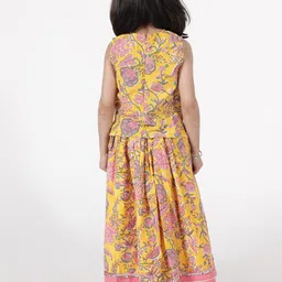 A Little Fable Girls Yellow & Pink Printed Foil Print Ready to Wear Lehenga & Blouse With Dupatta image 4