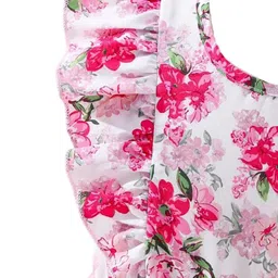 BAESD Girls Floral Printed Flutter Sleeves Ruffled Tulle Net Fit & Flare Dress image 4