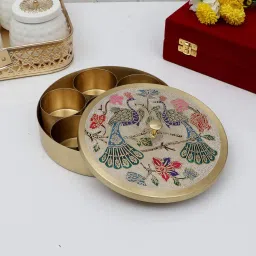 amaya decors Colored Brass Masala Box Set image 1