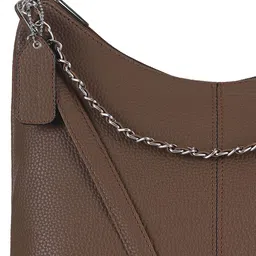 DressBerry Beige PU Oversized Swagger Sling Bag with Tasselled image 2