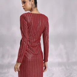 Tokyo Talkies Geometric Printed V-Neck Gathered Sheath Dress image 5
