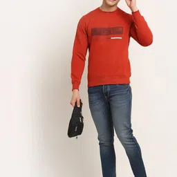 Rodamo Men Rust Printed Sweatshirt image 4