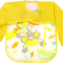 the little lookers Sleeved Washable Waterproof Bib/ Apron|Quick dry PVC Bibs for Baby (Yellow) image 2