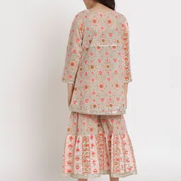Readiprint Fashions Girls Floral Printed Gotta Patti Cotton Angrakha Kurti With Sharara image 3