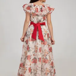 Bitiya by Bhama Off White & Red Floral Print Maxi Dress image 3