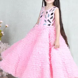 THE LITTLE CELEBS Net Fit & Flare Maxi Dress image 5