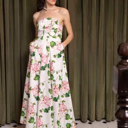 Sage by Mala Women Floral Print Satin Maxi Dress image 2