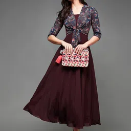 Miss Chase Maroon Fit & Flare Maxi Dress image 5