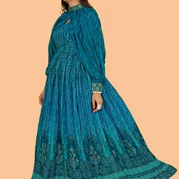 CHANSI Geometric Printed  Fit & Flared Maxi Ethnic Dress image 5