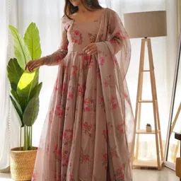 adeshcreationn Printed Georgette Stitched Anarkali Gown-picture-23