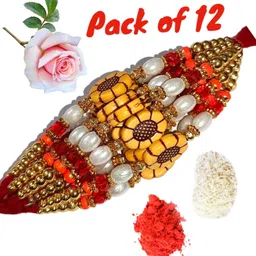 aaka Bhaiya Bhabhi 12 Rakhi combo Pearl Chawal Roli Pack Set-picture-25