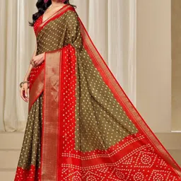 KALINI Beige Silk Blend Printed Sarees-image-19