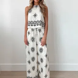 JC Mode Embroidered Top With Palazzos Co-Ords-picture-1