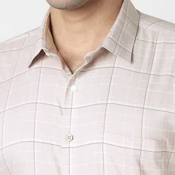 Van Heusen Windowpane Checked Spread Collar Slim Fit Formal Shirt image 4