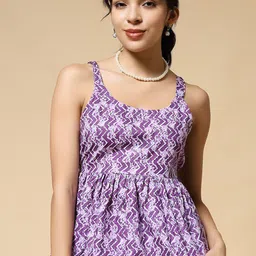 Istyle Can Zigzag Batik Printed Cotton Peplum Top-picture-25