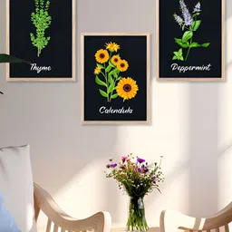 Kotart Brown & Black 3 Pieces Wooden Floral and Botanical Wall Arts image 4