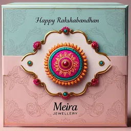 MEIRA JEWELLERY Set Of 2 Artificial Beaded Evil Eye Thread Rakhis With Roli Chawal image 5