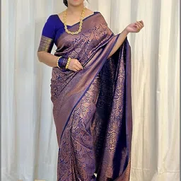 CANIZZARO Woven Design Zari Silk Blend Banarasi Saree-picture-11