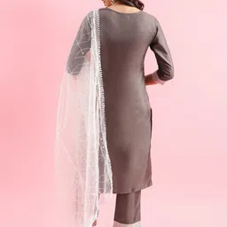 KALINI Women Ethnic Motifs Embroidered Regular Sequinned Kurta with Trousers & With Dupatta image 2