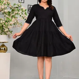 Colorful Collection Solid Fit Flare Knee Length Mini Dress-picture-16