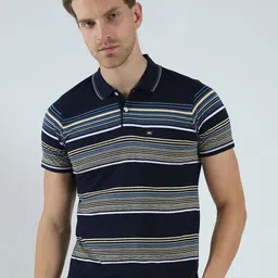 Monte Carlo Men Striped Polo Collar Pockets T-shirt-picture-44