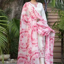 Anni Designer Women Embroidered Regular Kurta with Trousers & With Dupatta image 1