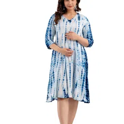 CELEBRAVO Women Tie-Dye Printed Fit & Flared Maternity Midi Ethnic Dresses-picture-37