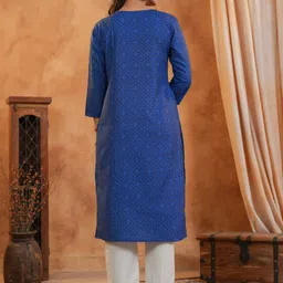 Span Ethnic Motifs Printed Round Neck Pure Cotton Straight Kurta With Trouser image 2