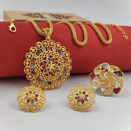 niva fashion Gold-Plated Alloy Pendant & Earrings-picture-16