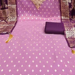 kalini Lavender Simmer Silk Jacquard With Codding Work Unstitched Dress Material image 4