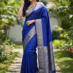 Bindi Fashion Paisley Zari Silk Blend Handloom Banarasi Saree-picture-32
