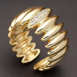 MAHTTAB Gold-Plated Cubic Zirconia-Studded Adjustable Finger Ring-picture-16