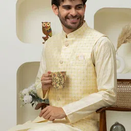 Dulha Ghar Mandarin Collar Raw Silk Kurta With Pyjamas image 4