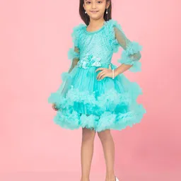 YK Girls Net Fit & Flare Dress image 5