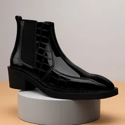 Bxxy Height Increasing Textured Block Heel Chelsea Boots-picture-34