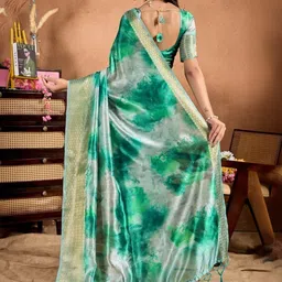 Bhagirath Fashion Tie and Dye Silk Blend Mysore Silk Saree image 3