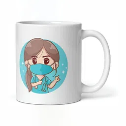 Mr UVD White & Turquoise Blue Graphic Printed Ceramic Matte Mug 350 ml image 2