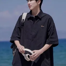 StyleCast Men Standard Oversized Fit Spread Collar Solid Casual Shirt image 2