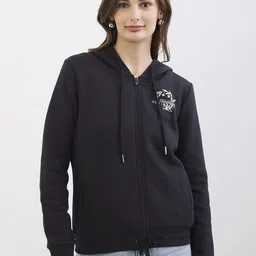 SPYKAR Women Black Cotton Pullover Sweatshirts-image-80