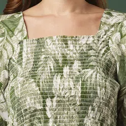 Pinly Printed Smocked Fit & Flare Midi Dress image 5