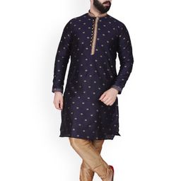 Pro-Ethic STYLE DEVELOPER Floral Woven Design Mandarin Collar Kurta With Pyjamas-picture-14